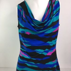 Calvin Klein  Striped Sleeveless Blouse Rouched S